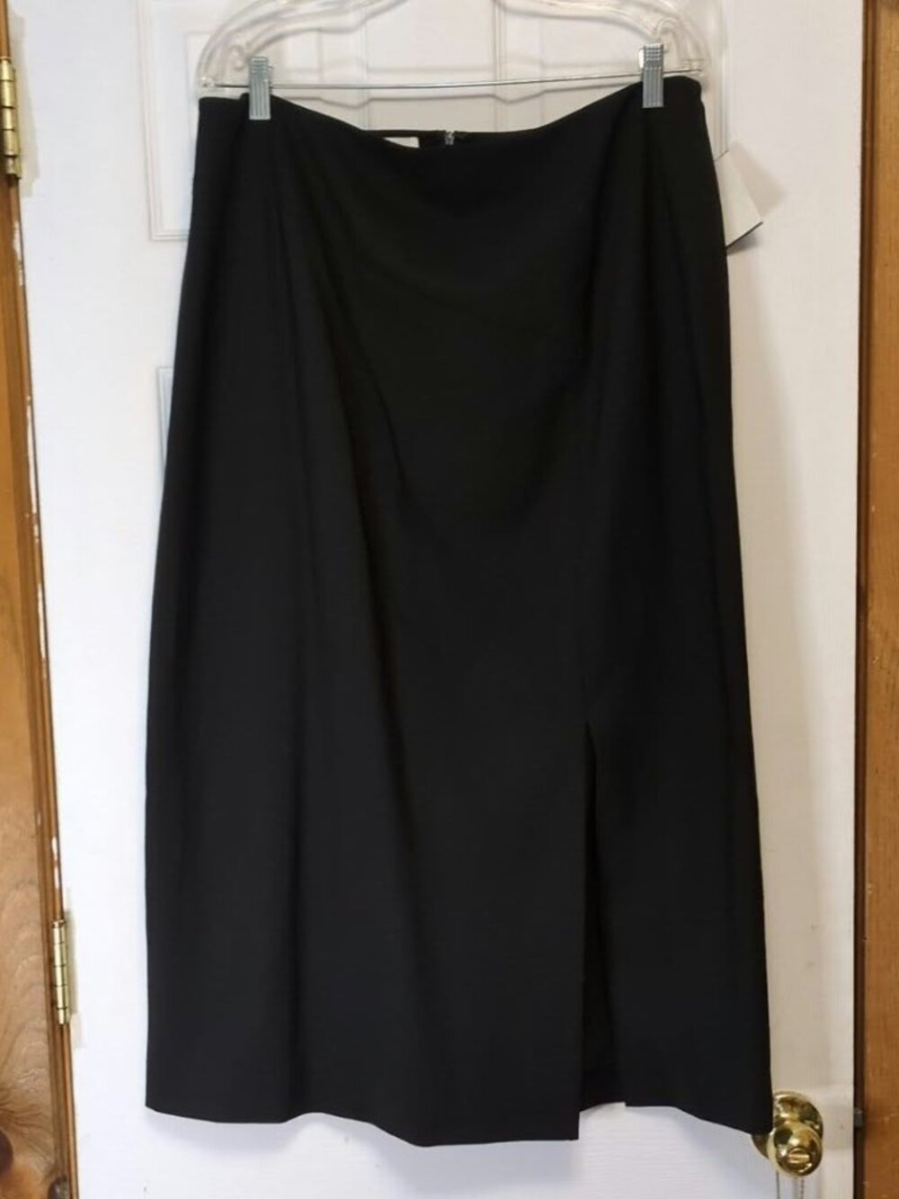 Vintage Y2K Jones NY Black Wool Midi Skirt Plus Size 18W Corporate Goth Officeco